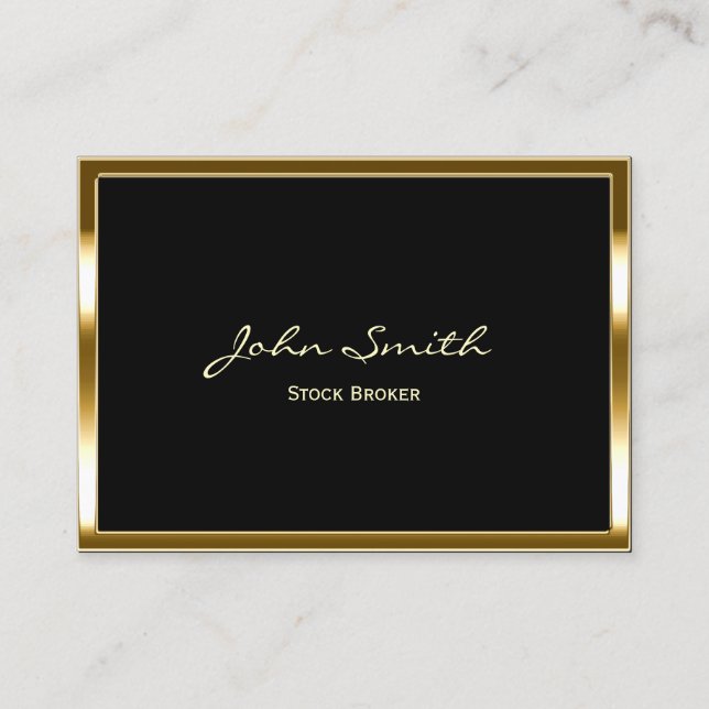 "Golden Border Stock Broker Business Card" Visitenkarte (Vorderseite)
