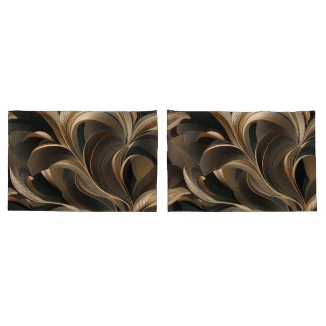 Golden Botanical Flow Elegant   Kissenbezug (Rückseite-Set)