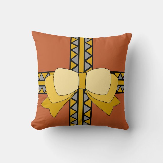 Golden Bow Reversible Throw Kissen (Vorderseite)