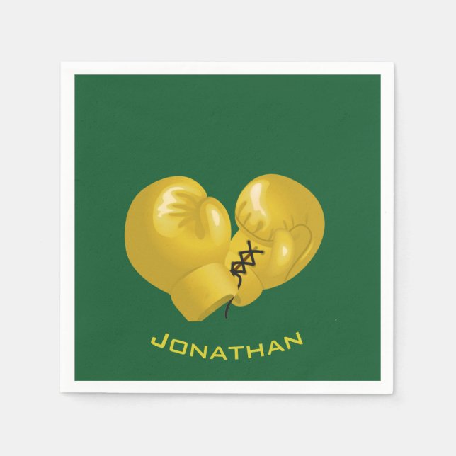 Golden Boxing Gloves Designpapier Napkins Serviette (Vorderseite)