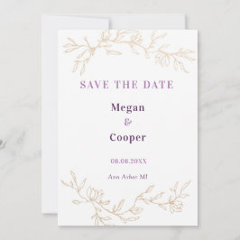 Golden Branches Wedding Design Lavander Save The Date