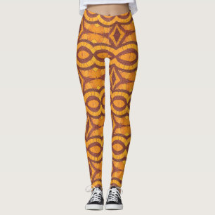 Golden braune geometrische Design kitty Stimmen Leggings