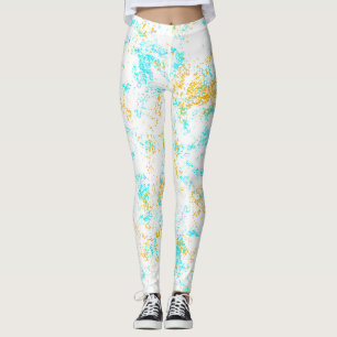 Golden Breeze Abstrakte Leggings - Aqua & Mustard