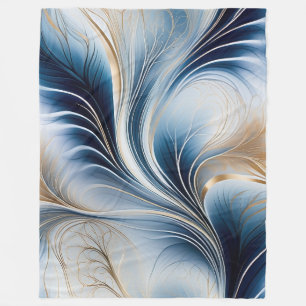 Golden Breeze - Fluss aus Blau und Gold Abstrakte Fleecedecke