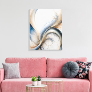 Golden Breeze Sanfte Blaue und Goldene Fließende K Leinwanddruck