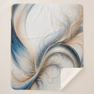 Golden Breeze Sanfte Blaue und Goldene Fließende K Sherpadecke