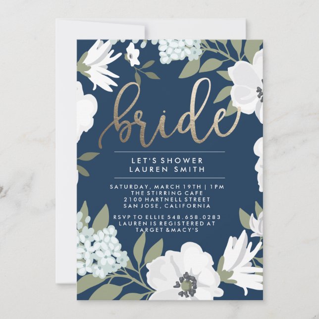 Golden Bride - Bridal Dusche Einladung (Vorderseite)