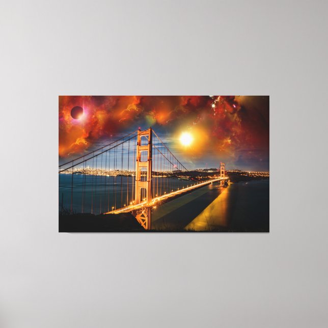 Golden Bridge Fantasy Landschaft Leinwanddruck (Vorderseite)