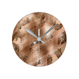 Golden Bronze Cheetah Leopard Druckpunkte nach Maß Runde Wanduhr