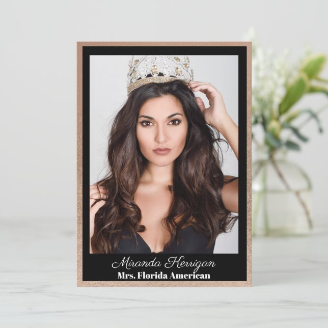 Golden Bronze Pageant AutoGraph Cards Einladung (Stehend Vorderseite)