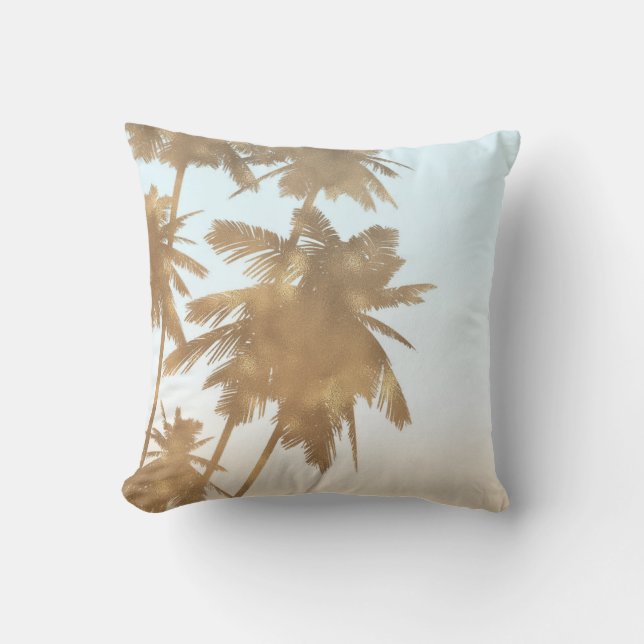 Golden Bronze Palms Beach Ombre Palmen Chic Kissen (Vorderseite)
