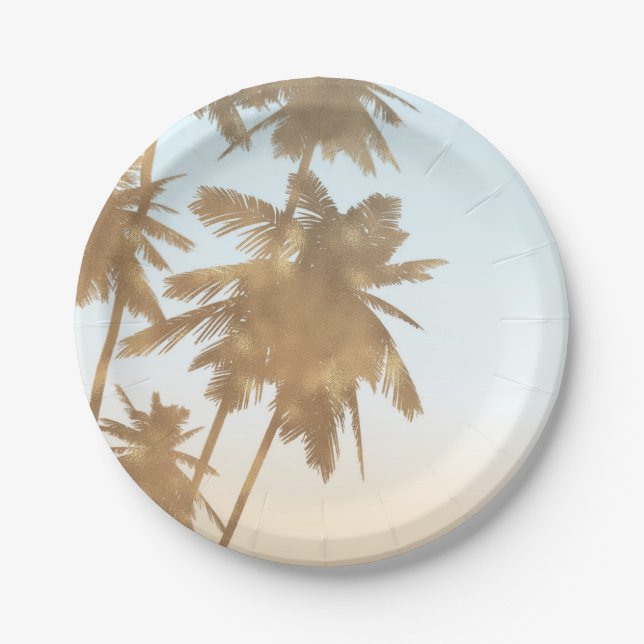 Golden Bronze Palms Beach Ombre Palmen Chic Pappteller (Vorderseite)