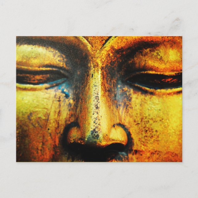 Golden Bronze Statue des Buddhas Gesicht Postkarte (Vorderseite)