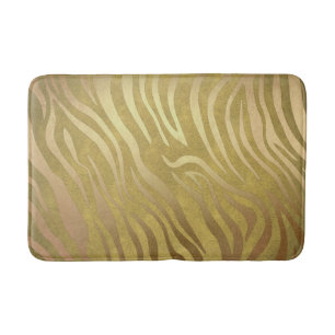 Golden Bronze Zebra Print Jungle Safari Glam Badematte