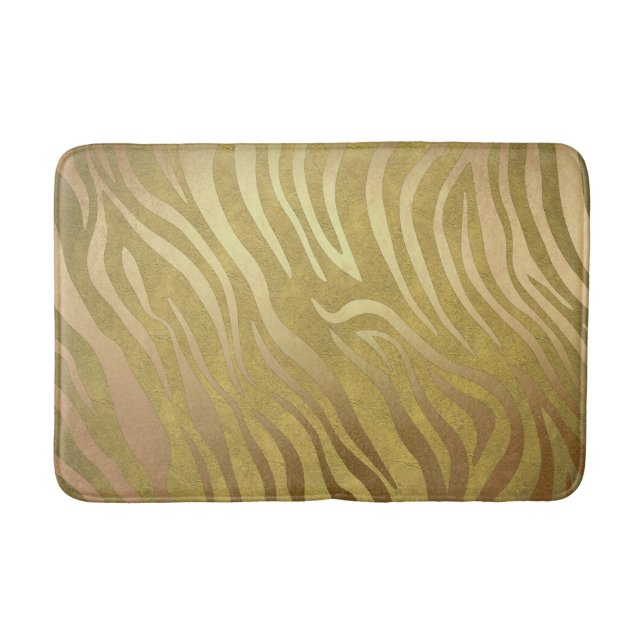 Golden Bronze Zebra Print Jungle Safari Glam Badematte (Vorderseite)