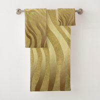 Golden Bronze Zebra Print Jungle Safari Glam