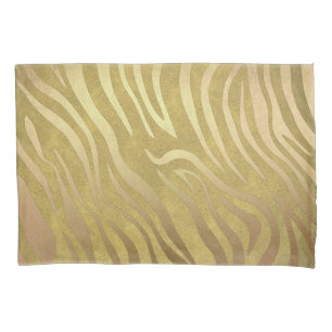 Golden Bronze Zebra Print Jungle Safari Glam Kissenbezug