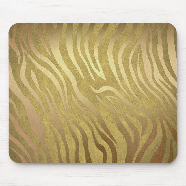 Golden Bronze Zebra Print Jungle Safari Glam Mousepad (Vorne)