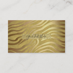 Golden Bronze Zebra Print Jungle Safari Glam Visitenkarte