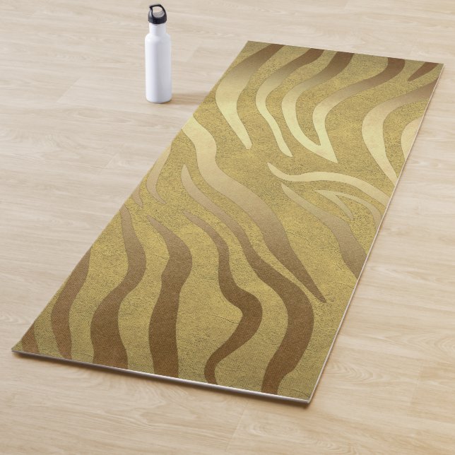 Golden Bronze Zebra Print Jungle Safari Glam Yogamatte (Beispiel)
