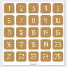 Golden Brown Customizable Square Number Stickers Aufkleber