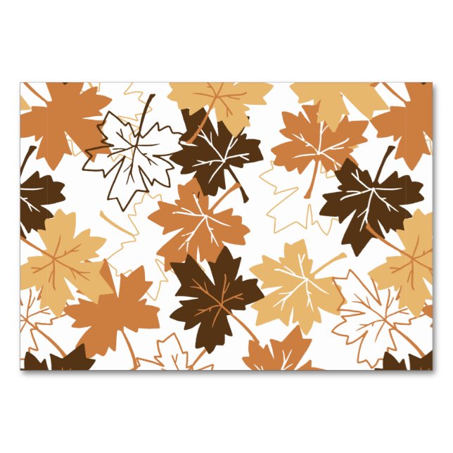 Golden Brown Herbst Muster White Ver Tischnummer (Vorderseite)