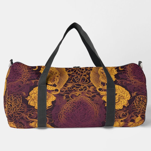 Golden Brown Lace AI Kunst Duffle Bag (Vorderseite)