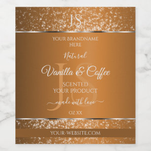 Golden Brown mit Glitzer Initials-Produktkennzeich Weinetikett