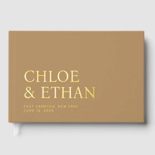 Golden Brown Modern Wedding Foil Gästebuch