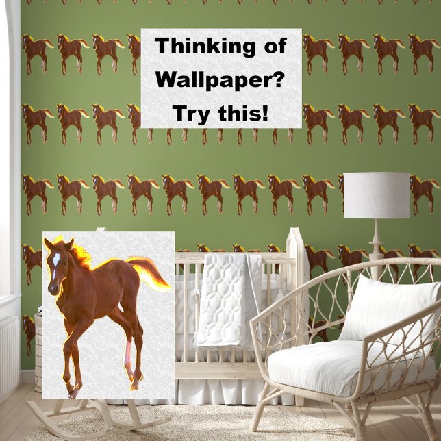 Golden Brown of Sage Green Pattern Tapete (Nursery with Background)