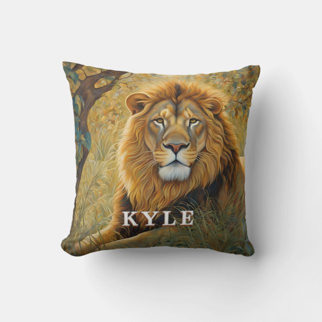 Golden Brown Safari Lion Kissen (Vorderseite)