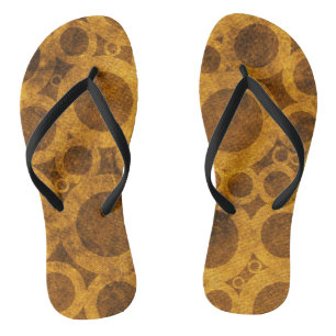 Golden Brown Steampunk Abstrakte Muster Flip Flops