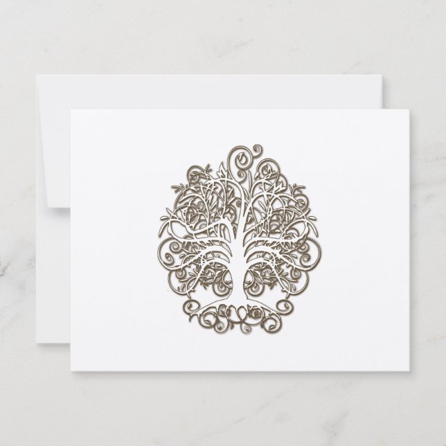 Golden Brown Swirl Tree Wedding Response Card RSVP Karte (Vorderseite)