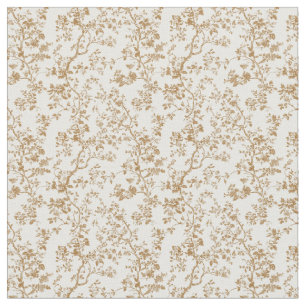 Golden Brown Toile mit Blüten und Blätter Stoff
