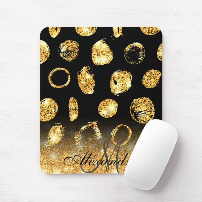 Golden Brush Dots Mousepad (Mit Mouse)