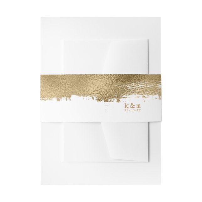 Golden Brush Stroke Wedding ID655 Einladungsbanderole (Vorderseite Beispiel)