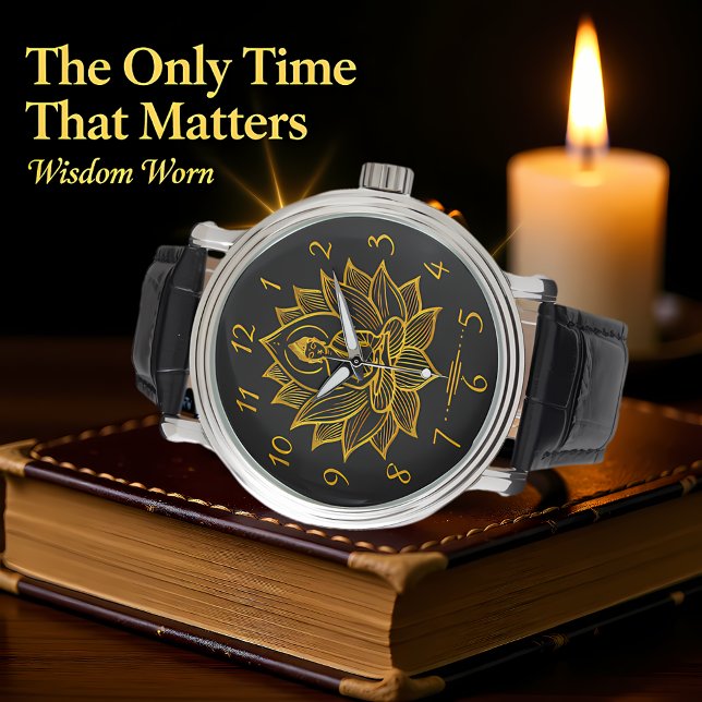 Golden Buddha Amidst Blooming Lotus Blume Armbanduhr (Von Creator hochgeladen)