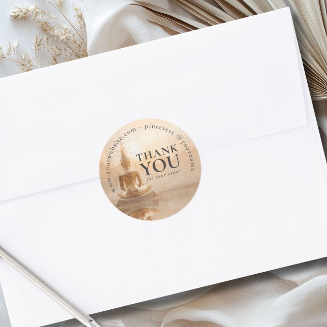 Golden Buddha Business Salon Runder Aufkleber (Golden Buddha Business Salon Custom Classic Round Sticker)