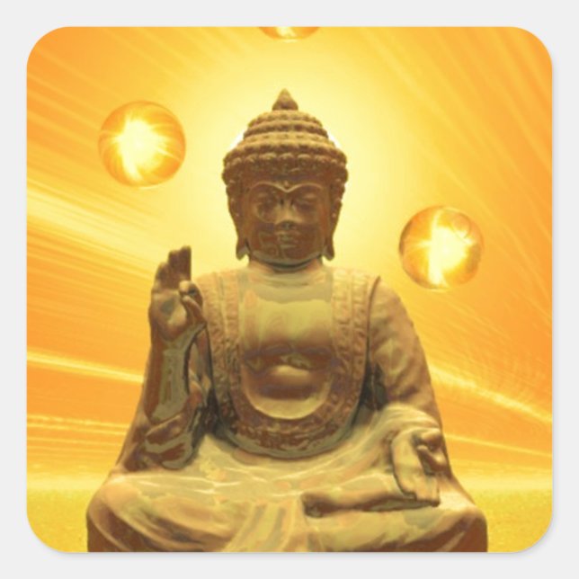 Golden Buddha Quadratischer Aufkleber (Vorderseite)