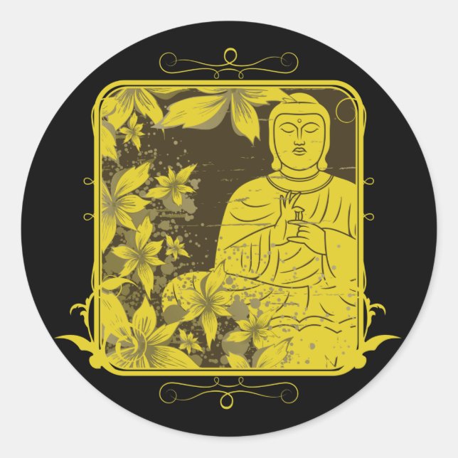 Golden Buddha Runder Aufkleber (Vorderseite)
