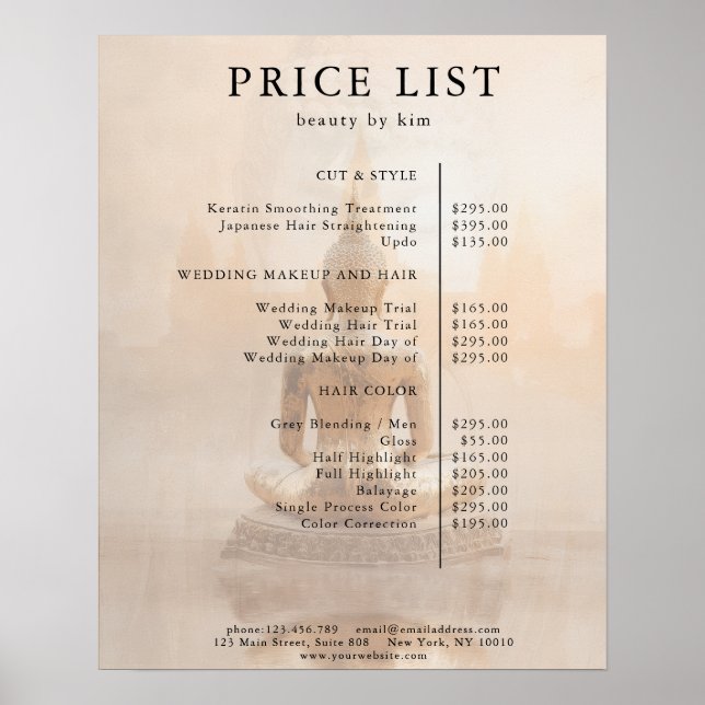 Golden Buddha Salon Preisliste Poster (Vorne)
