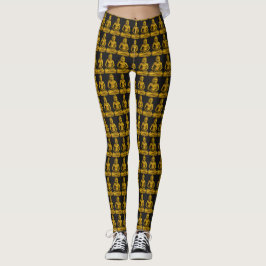 Golden Buddha Statue Muster Elegantes Schwarzes Go Leggings