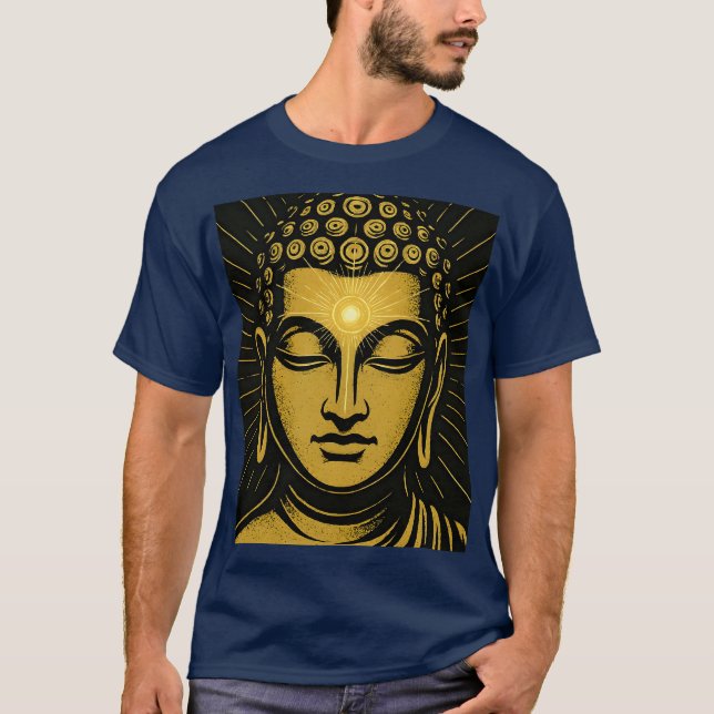 Golden Buddha Third Eye T - Shirt | Spirituelles E (Vorderseite)