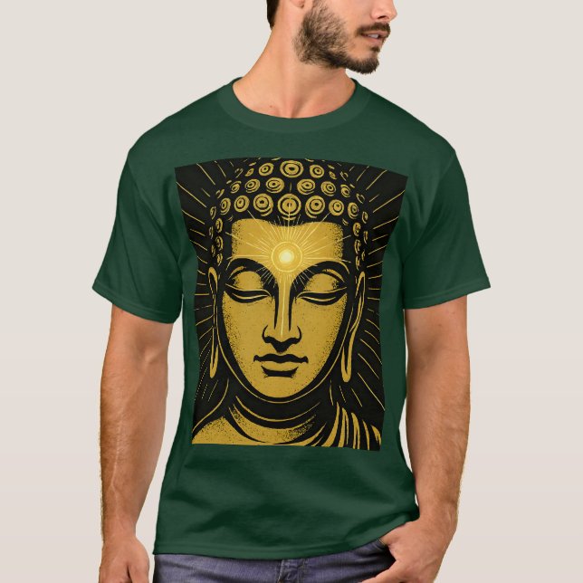 Golden Buddha Third Eye T - Shirt | Spirituelles E (Vorderseite)
