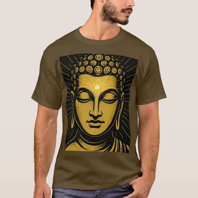 Golden Buddha Third Eye T - Shirt | Spirituelles E (Vorderseite)