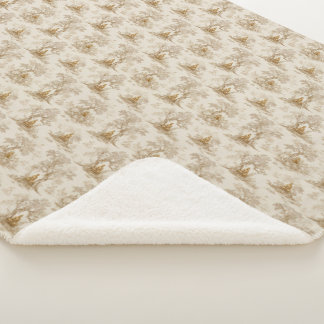 Golden Buddha Toile de Jouy Classic Pattern Sherpadecke