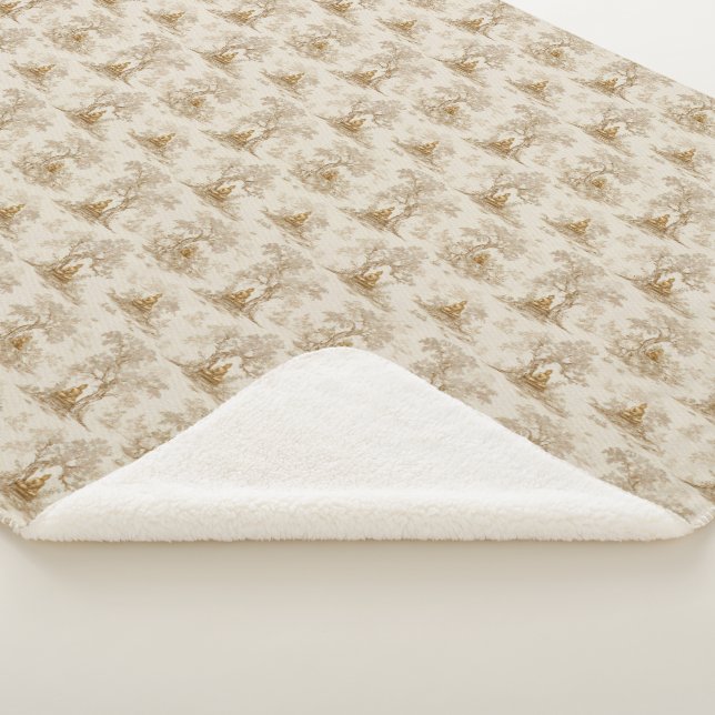 Golden Buddha Toile de Jouy Classic Pattern Sherpadecke (3/4)