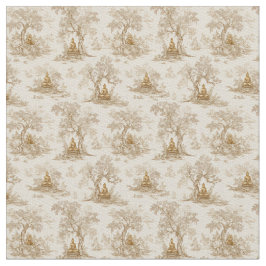 Golden Buddha Toile de Jouy Classic Pattern Stoff