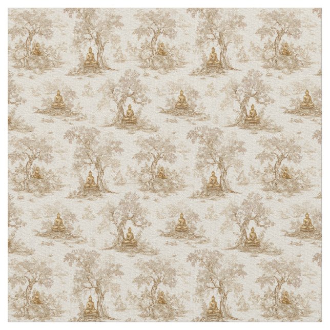 Golden Buddha Toile de Jouy Classic Pattern Stoff (Nahaufnahme)