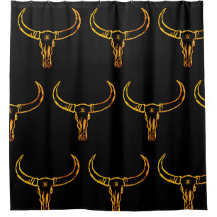 Golden Bull Skull Duschvorhang